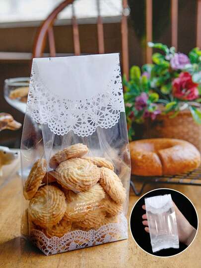 20/50 件蕾丝迷你透明饼干袋（3*7*15 厘米），糖果烘焙食品袋派对送礼袋