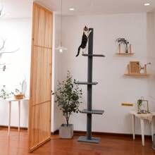 PAWZ Road Floor To Ceiling Cat Tree 105 Inch - 4 Tier Cat Tree Tower With Cat Climbing Posts, Gray - Black - View 2