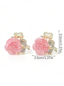 2 piezas Clip de pelo de mujer multicolor con rosa rosa brillante, hoja de rhinestone, adecuado para looks elegantes diarios, dulces atuendos de campus, fiestas, baile y uso diario. Accesorios bohemios rosas para el Día de San Valentín. Pinzas para el cabello, clips para el cabello, pinzas para el cabello, sujetadores para el cabello, accesorios para el cabello de mujer para vacaciones