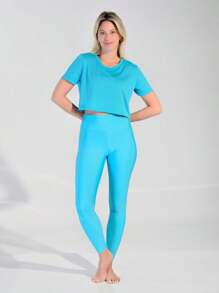 Women Sports Tees & Tanks - Blue - View 3