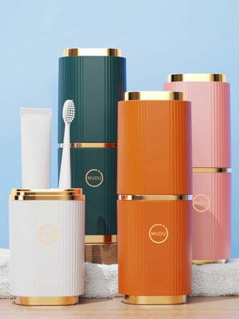 Portable Travel Toothbrush Holder Set, Includes Toothbrush Cup, Rinse Cup, Toothpaste Holder, Toothbrush Case, Suitable For Home And Travel Use