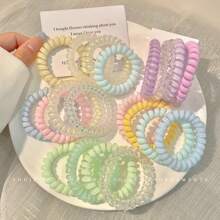 4 Pcs Sweet Cute Candy Color Spiral Hair Ties Elastic Hair Bands For Women Cartoon Colorful Ponytail Hair Accessories For Women Daily Decorations Casual, School Valentine's Day Valentines Ponytail Holders Hair Elastics Hair Rubber Bands Scrunchies Hair Rope, Hair Bobbles - Multicolor - View 6