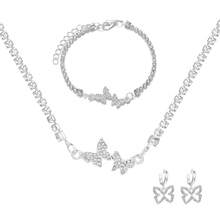 3 cái/bộ Của phụ nữ Loại bướm Dây chuyền , Hoa tai Và Vòng tay Sự phối hợp , Đơn giản & Sang trọng Bộ trang sức , Hoàn hảo Qủa tặng Đối với Ngày lễ Mẹ - Bạc - Xem 5