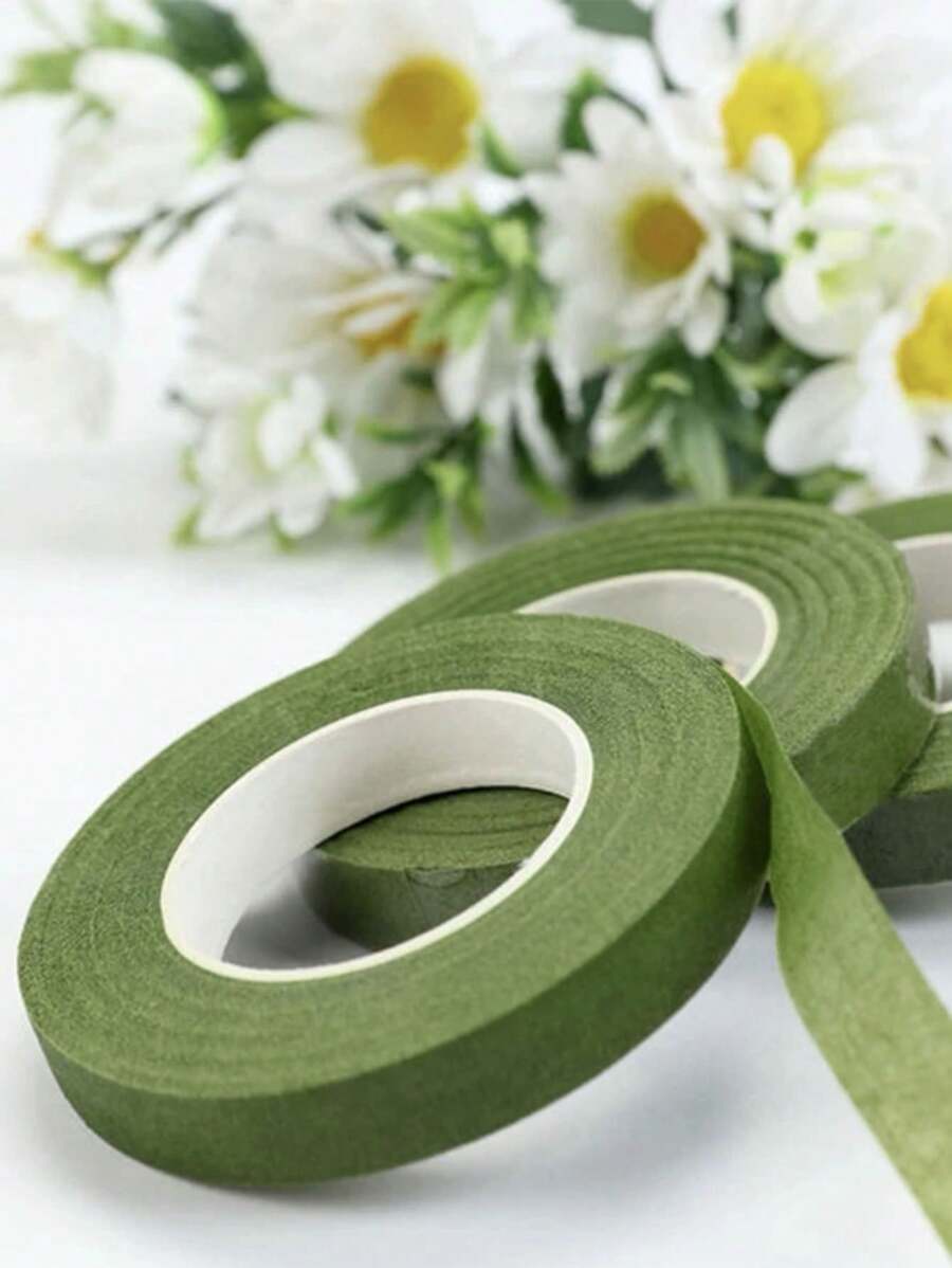 3pcs Flower Tape Handmade DIY Simulation Flower Pole Paper Wrap Tape Paper Tape Sugar Flower Pole Wrap Tape - Green - View 1