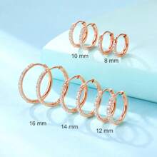 VOLUKA 18K Rose Gold Plated Huggic CZ Hoop Earring 316L Stainless Steel Created Diamond Stud Ear Piercing Cartilage Helix Hypoallergenic Jewelry For Men Women
