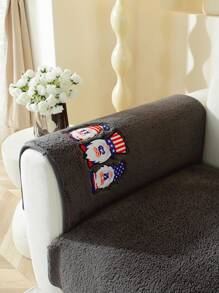 1pc Black Sherpa Fleece Sofa Couch Cover For Living Room - Black - View 7