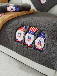 1pc Black Sherpa Fleece Sofa Couch Cover For Living Room - Black - View 5