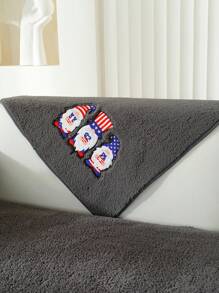 1pc Black Sherpa Fleece Sofa Couch Cover For Living Room - Black - View 6