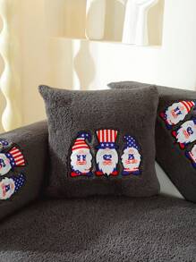 1pc Black Sherpa Fleece Sofa Couch Cover For Living Room - Black - View 9