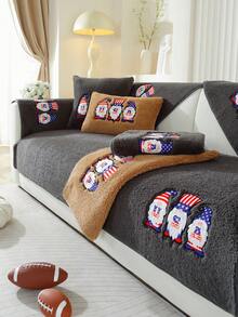 1pc Black Sherpa Fleece Sofa Couch Cover For Living Room - Black - View 1