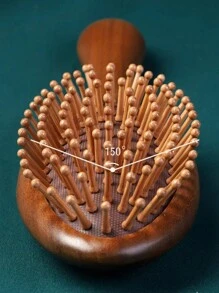 檀香气垫梳子带礼盒，防静电木质按摩梳，用于顺发、刺激头皮、促进头发生长和增厚身体护理，适合旅行、户外、运动、办公室、学校 - 棕色 - 查看 7