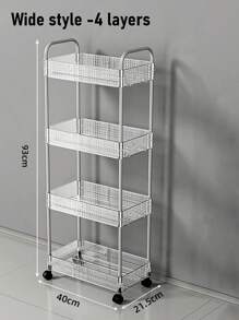 1 pieza Estantería de cocina independiente con ruedas, carro de almacenamiento simple y de varios niveles para espacios estrechos, apta para baño, dormitorio y lavadero, fácil de mover con diseño sencillo para decoración exterior