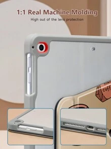 Funda para iPad de café compatible con iPad de 10.2 pulgadas 2021/2020 iPad 9th/8th Generation, compatible con Samsung Galaxy/Tab Cover, con soporte para bolígrafo, admite tapa de suspensión/activación automática - Rotación de 360° - Ver 3