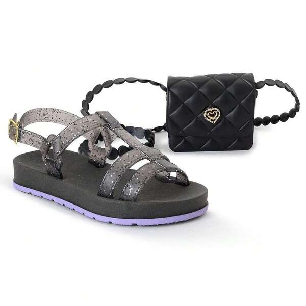 Kit Sandália Papete Infantil Menina Super Confortável + Bolsa Infantil