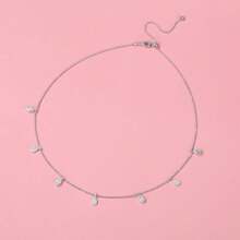 1 chiếc vòng cổ choker hình giọt nước và mặt dây chuyền tròn thời trang tối giản thanh lịch bằng đồng Cubic Zirconia, đa năng để đeo hàng ngày, quà tặng cho bạn gái, mẹ, vợ - dây chuyền giọt nước - Xem 2