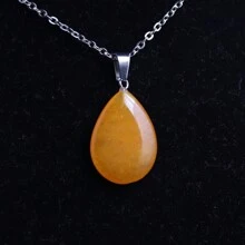 1 Miếng Đá tự nhiên Pha lê Mã não , Màu xanh lá Ngọc , Thạch anh hồng Bằng phẳng Giọt nước mắt Vật rủ xuống Mặt dây chuyền trang sức DIY Dây chuyền , Thép không gỉ Chuỗi - Đá tự nhiên - Xem 11