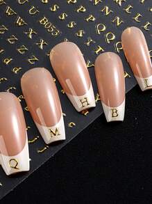 2 PCS/Set Y2K Style Gold Laser Metallic 3D Letter Pattern Nail Stickers Suitable For DIY Nail Art Decoration