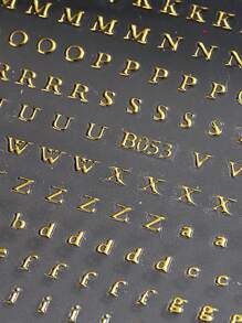 2 PCS/Set Y2K Style Gold Laser Metallic 3D Letter Pattern Nail Stickers Suitable For DIY Nail Art Decoration