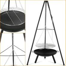 Schwenkgrill mit Feuerschale, Schwenkgrill, Holzkohlegrill, inkl. Grillrost,Höhenverstellbarer Kette und Dreibein (H:152 cm),Zum Grillen und Heizen im Freien