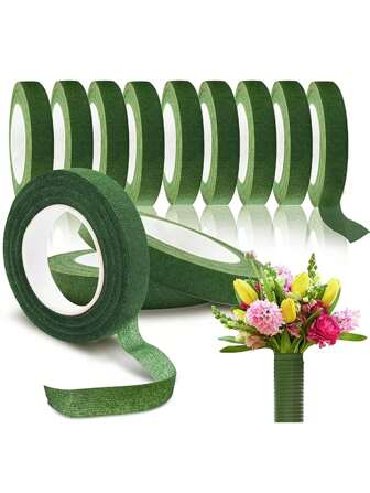 1 卷 20 米深绿色花艺胶带，用于花束茎缠绕和花店工艺绿色 DIY 手工胶带，