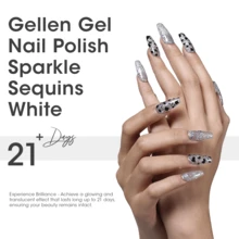 Gellen 18ml閃粉凝膠指甲油銀白色閃粉果凍珠光條紋亮銀透明自然凝膠指甲油可浸泡可以使用uv或led燈照射的修指甲美甲藝術diy沙龍家用假期女士禮物 - 銀色 - 查看 4