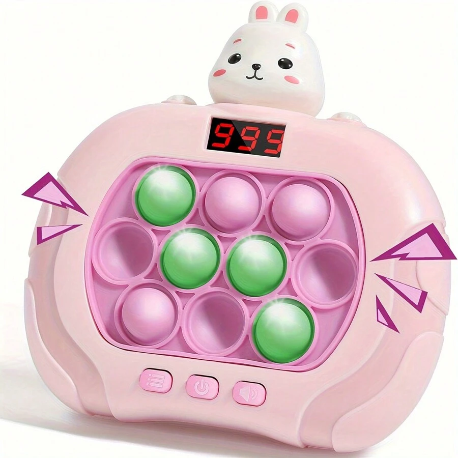 Led版彈珠遊戲機,手握式安撫感玩具,電子快推遊戲,拼圖遊戲泡泡玩具 - 粉色 - 查看 1