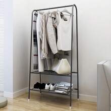 LIVINGANDHOME Living And Home 2 Tier Metal Freestanding Clothes Rails,Heavy Duty Garment Rack,Hanging Clothing Rack Closet Organizer Shelf For Bedroom, Balcony, Hallway, Laundry - Black - View 2