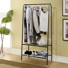 LIVINGANDHOME Living And Home 2 Tier Metal Freestanding Clothes Rails,Heavy Duty Garment Rack,Hanging Clothing Rack Closet Organizer Shelf For Bedroom, Balcony, Hallway, Laundry - Black - View 6