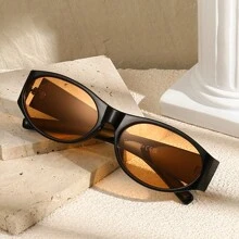 1 chiếc Kính râm nữ gọng hình elip thời trang mới 2024, phong cách châu Âu và Mỹ, kính râm đường phố, kính râm của người nổi tiếng trên Internet, kính râm đi biển - Xám - Xem 3