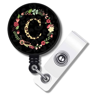 1pc Personalized Letter "C" Retractable Badge Reel With ID Card Holder, Keychain, Suitable As Gift For Nurses, Doctors, Office Workers, Teachers And Students