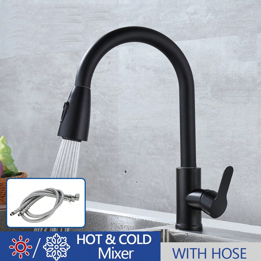 304 Stainless Steel PullOut Kitchen Faucet Dual Hot/Cold Water
