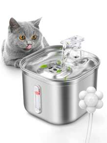 1pc 2.2l Usb-Powered Automatic Circulation And Filtration Stainless Steel Pet Water Bowl Wf120 With Sensor To Start Water Flow Automatically, Silent & Adjustable Water Pump Resistant To Corrosion And Algae Growth, Suitable For Cats And Dogs - Silver - View 14