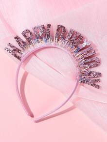 1入組,粉紅色時尚亮片生日rain Silk頭帶,6.69英寸生日rain Silk頭帶派對裝飾假日穿搭。生日髮帶生日派對裝飾,適用於生日嬰兒派對用品。亮片生日頭帶女士生日頭環亮片生日頭飾生日慶祝用品 - 粉色 - 查看 1