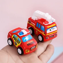 6pcs/Set Children's Cartoon Mini Inertia Fire Truck Toy, Random Color Bag With Different Styles Of Cars,Back To School