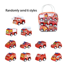 6pcs/Set Children's Cartoon Mini Inertia Fire Truck Toy, Random Color Bag With Different Styles Of Cars,Back To School