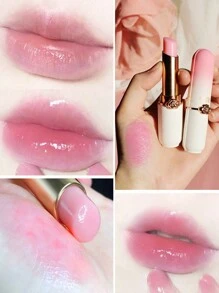 OMGA 1 buah Lipstik Pelembap dan Penghidrasi yang Berubah Warna, Siang & Malam, Tahan Lama, Perawatan Bibir, Mencegah Kekeringan & Pecah-pecah, Mengurangi Kerutan Bibir, Pelembap Bibir Berwarna - bubuk persik - View 2