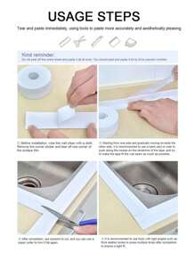 1 Rollo de Cinta de Silicona Antihongos y Resistente al Agua, 3.2m*2.2cm, para Fregaderos de Cocina/Baño, Inodoro, Bañera (Consulte el video y los detalles para las instrucciones y pasos de instalación. La superficie a aplicar debe estar seca y libre de agua. Es mejor reemplazarlo una vez al mes), Pegatinas, Vinilos Decorativos para el Hogar, Artículos de Decoración de Primavera para Refrescar su Hogar, Pegatinas de Decoración de Ramas