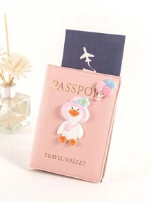 Cute Goose-Shape Passport Holder, Travel Wallet With Rfid Blocking Credit Card & Sim Card Slots, Air Ticket & Cash & Id Bag, Anti-Theft Pouch For International Travel Travel Stuff Travel Organiser Travel Items Travel Wallet Passport Holder Passport Wallet Beach Vacation Bag Summer