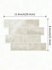 10pcs Brick Pattern Tile Self-Adhesive Wall Stickers, Waterproof Heat-Resistant, Peel And Stick Panels For Living Room Kitchen Backsplash Bathroom Home - Beige - View 3
