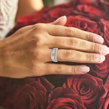 1 Stück exquisiter massiv Silber Ring in ausgehöhlter "MOM" Buchstaben- und Herzform mit Strass besetzt, ideal als Geschenk für Dating, Party, Muttertag oder Mutter's Geburtstag Valentinstag