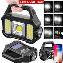 Lanterna solar Recarregável led À Prova D'água Lâmpada De Trabalho De Busca Longa Alcance Luz De Emergência De Alta Potência Forte mt049 - 4 - Preto - Visão 1
