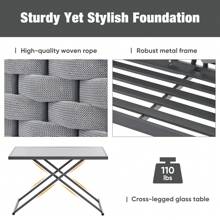 Nestfair 5-Piece Modern Patio Sectional Sofa Set With Glass Table And Cushions