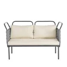 Nestfair 5-Piece Modern Patio Sectional Sofa Set With Glass Table And Cushions