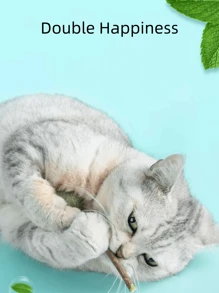 1pc New Catnip Lollipop Teeth Cleaning Chew Stick With Silvervine Feather For Entertainment - Multicolor - View 4