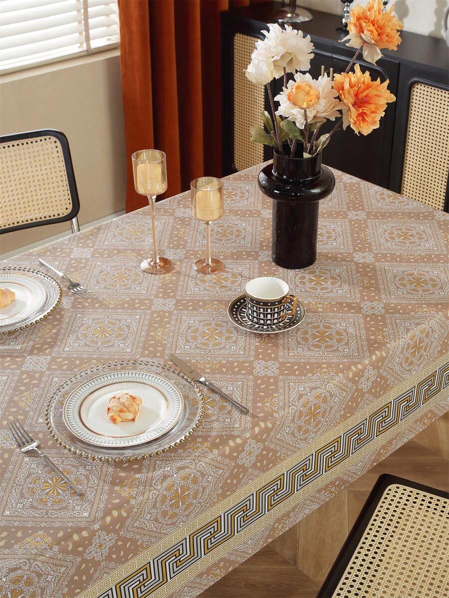 1入組升級耐用pvc防水、防油、耐熱桌布,適用於家庭、客廳、廚房、餐桌、咖啡桌裝飾、表面保護、日常生活、戶外野餐、派對桌布,波希米亞風格 - 波西米亞A - 查看 1