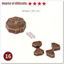 1 件经典 IQ 金属脑筋急转弯魔术拼图游戏玩具，适合成人趣味礼物，圣诞节，万圣节，！拼图，游戏，游戏，拼图，游戏，游戏，拼图，游戏，成人拼图，拼图礼物，烦躁玩具，100 片拼图 - 杏色 - 查看 25