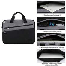13.3/14/15/15.6 Pulgadas Funda Para Laptop Maletin para laptop Portafolio para laptop Bolsa para portátil impermeable y a prueba de golpes Bolsa de oficina para ordenador de gran capacidad - Gris - Ver 4