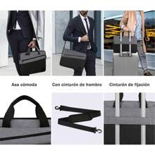13.3/14/15/15.6 Pulgadas Funda Para Laptop Maletin para laptop Portafolio para laptop Bolsa para portátil impermeable y a prueba de golpes Bolsa de oficina para ordenador de gran capacidad - Gris - Ver 8