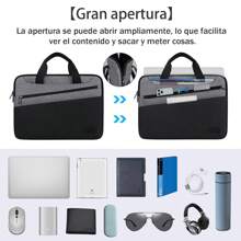 13.3/14/15/15.6 Pulgadas Funda Para Laptop Maletin para laptop Portafolio para laptop Bolsa para portátil impermeable y a prueba de golpes Bolsa de oficina para ordenador de gran capacidad - Gris - Ver 3
