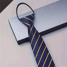 1pc Men's 8cm Width Business Tie, No Knot Needed, Suitable For Weddings, Holidays And Gifts Casual Men Necktie
